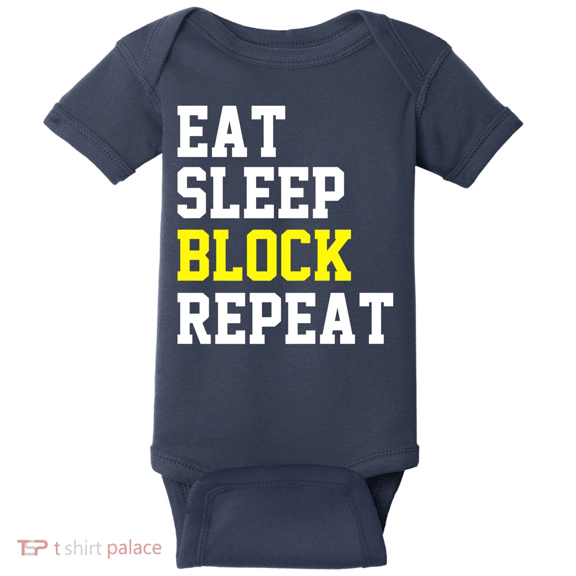 football offensive lineman funny Eat sleep Block repeat Premium Baby Bodysuit