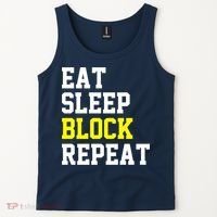 football offensive lineman funny Eat sleep Block repeat Premium Tank Top thumb 2