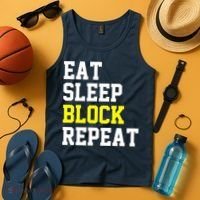 football offensive lineman funny Eat sleep Block repeat Premium Tank Top thumb 4