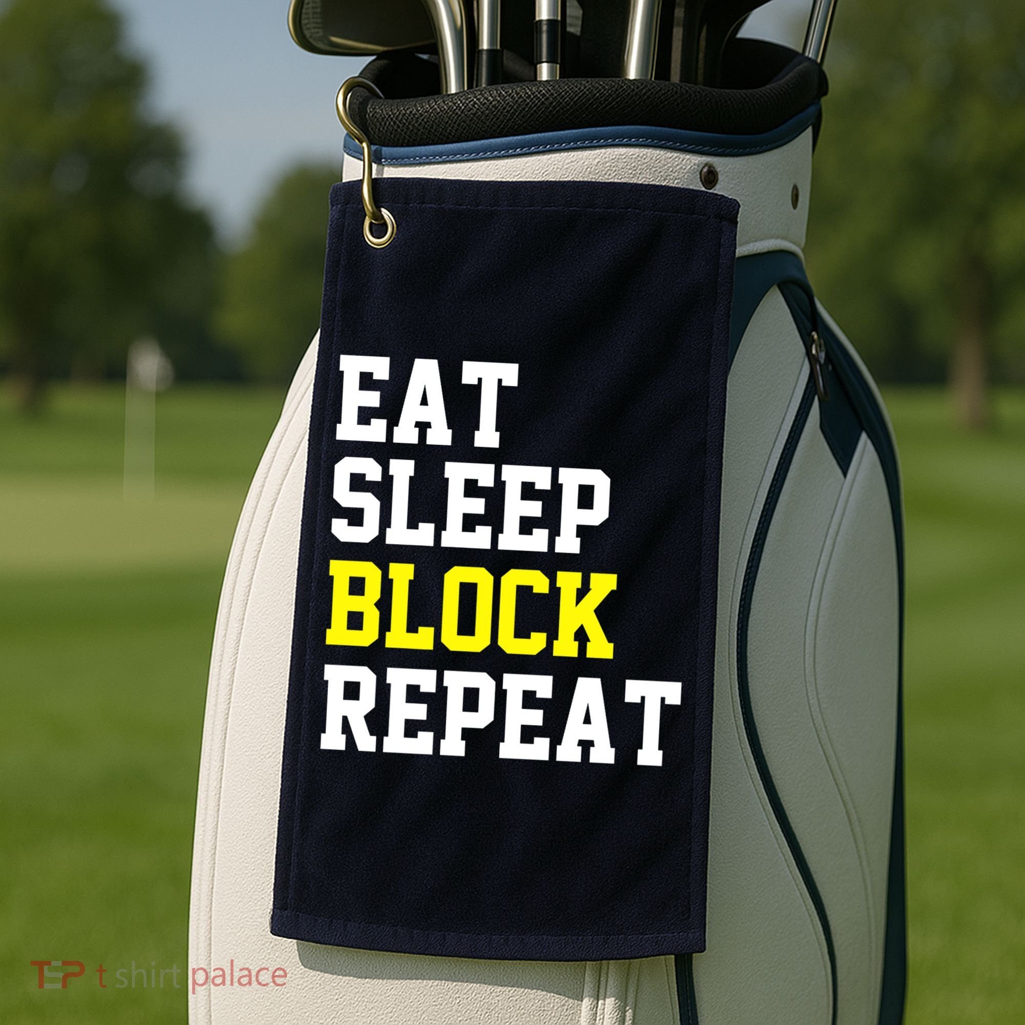 football offensive lineman funny Eat sleep Block repeat Premium Golf Towel