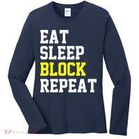 football offensive lineman funny Eat sleep Block repeat Premium Women's Long Sleeve Shirt thumb 0