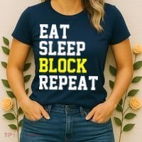 football offensive lineman funny Eat sleep Block repeat Premium Women's T-Shirt thumb 2