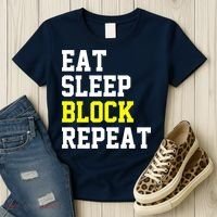 football offensive lineman funny Eat sleep Block repeat Premium Women's T-Shirt thumb 3