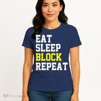 football offensive lineman funny Eat sleep Block repeat Premium Women's T-Shirt thumb 4