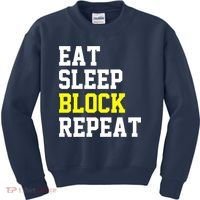 football offensive lineman funny Eat sleep Block repeat Premium Kids Sweatshirt thumb 0