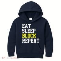 football offensive lineman funny Eat sleep Block repeat Premium Kids Hoodie thumb 0