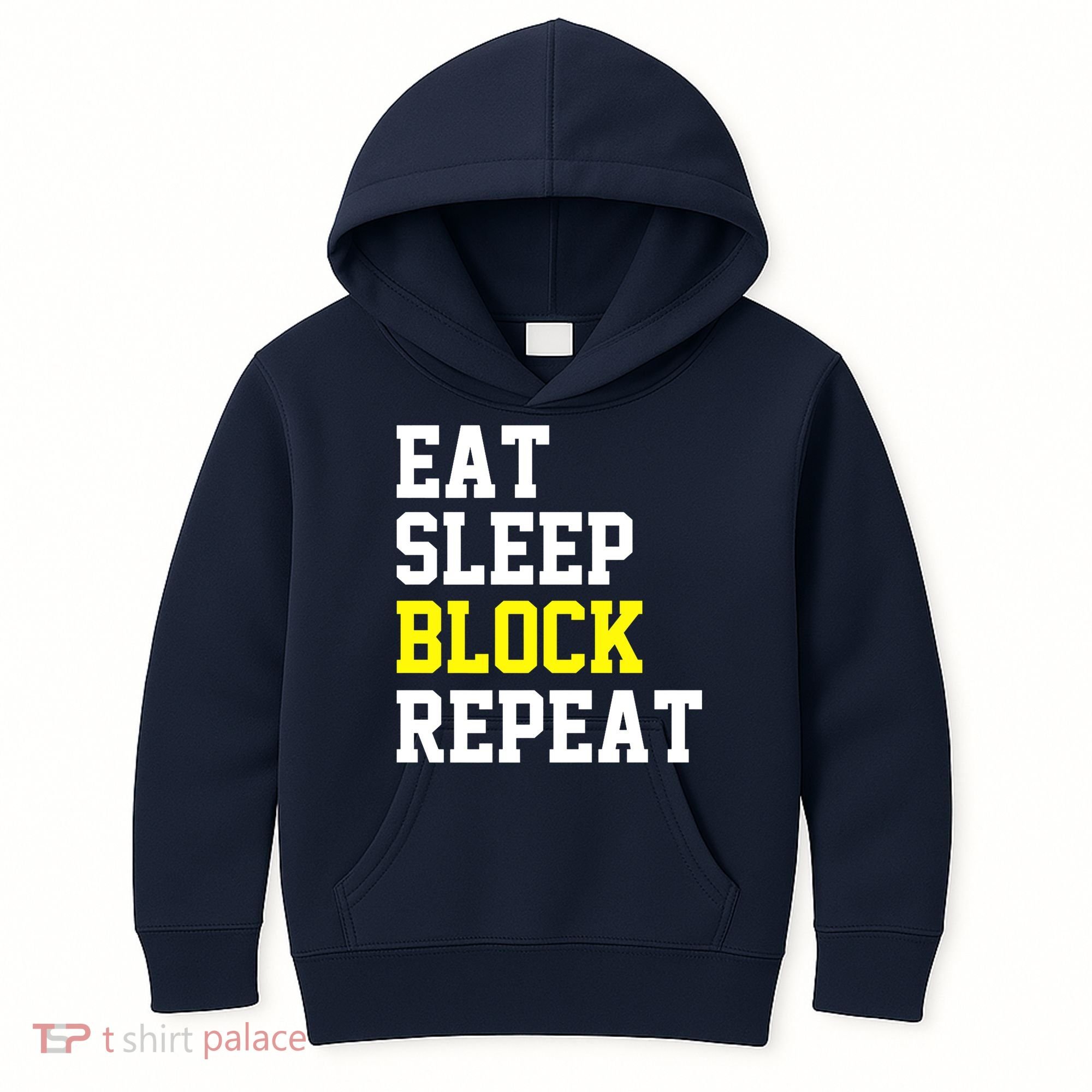 football offensive lineman funny Eat sleep Block repeat Premium Kids Hoodie