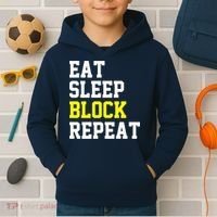 football offensive lineman funny Eat sleep Block repeat Premium Kids Hoodie thumb 2