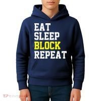 football offensive lineman funny Eat sleep Block repeat Premium Kids Hoodie thumb 4