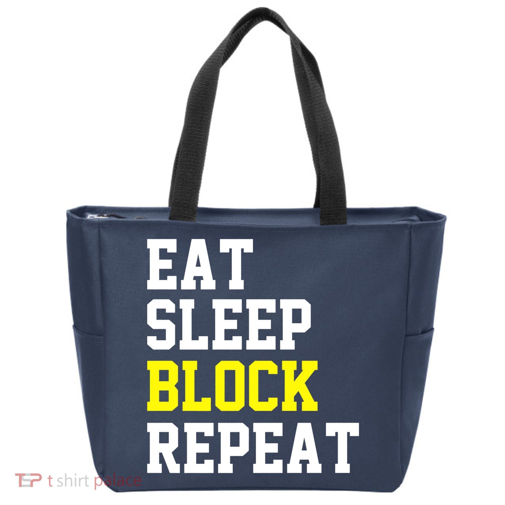 football offensive lineman funny Eat sleep Block repeat Premium Tote Bag