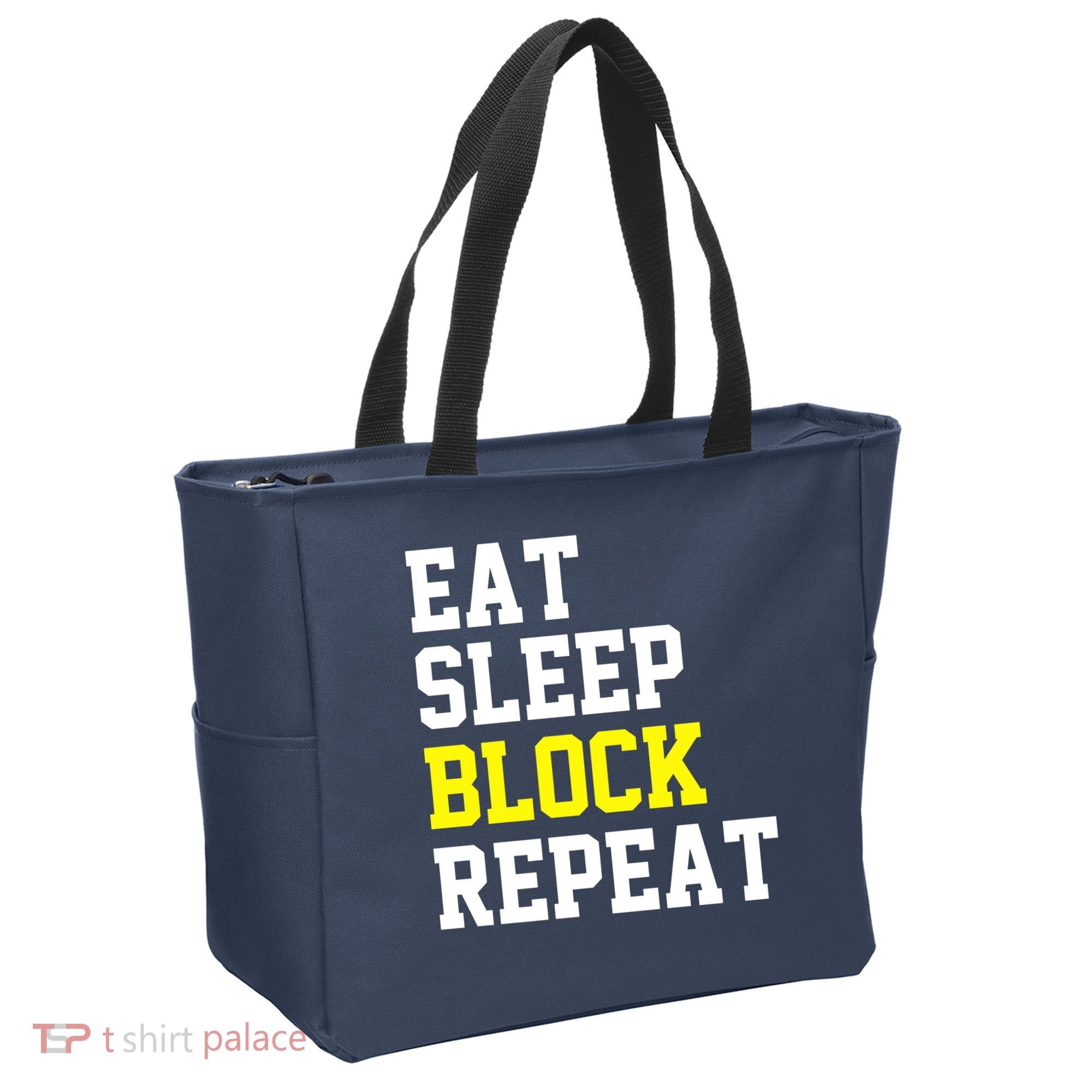 football offensive lineman funny Eat sleep Block repeat Premium Tote Bag