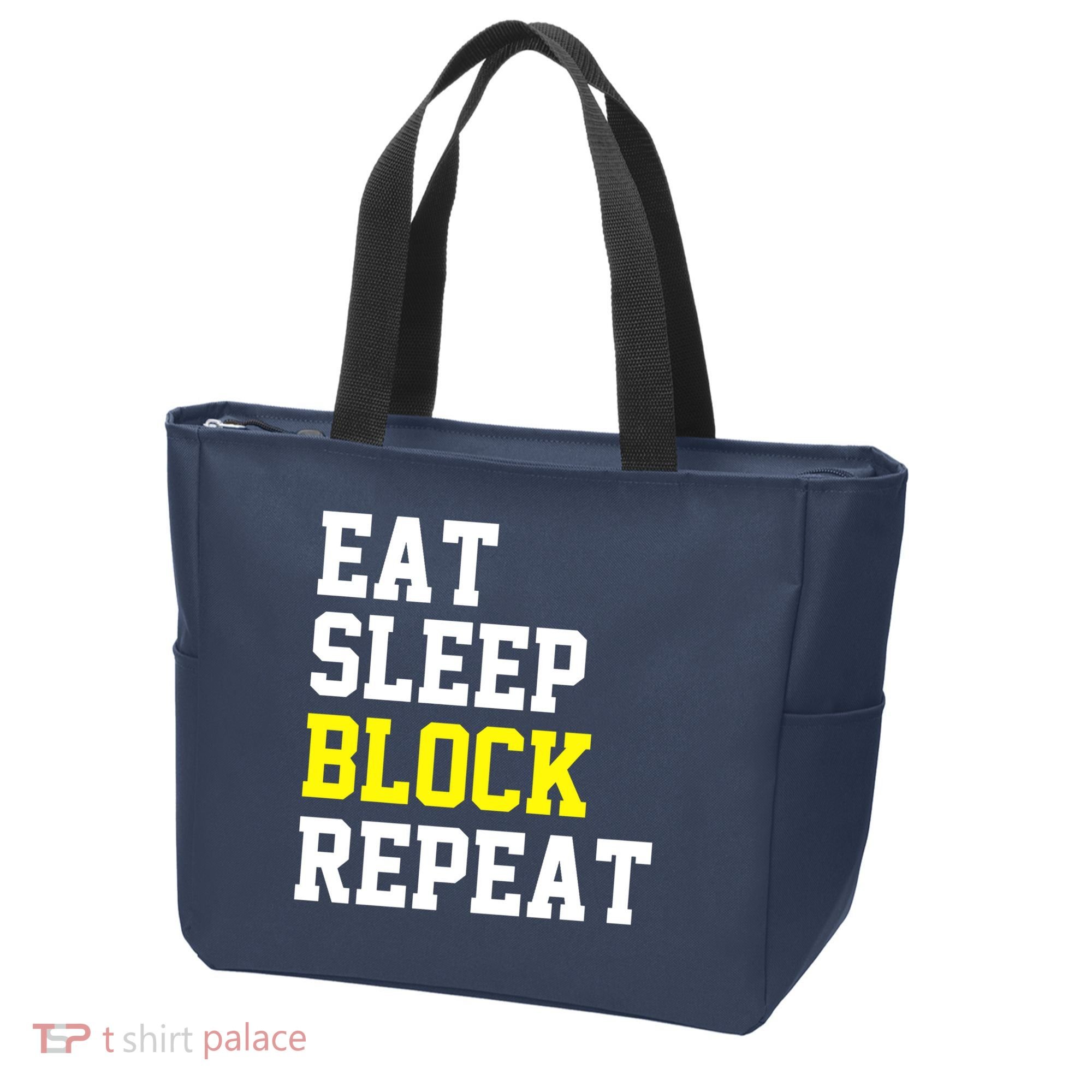 football offensive lineman funny Eat sleep Block repeat Premium Tote Bag