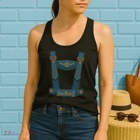 Funny Oktoberfest Lederhosen Costume Women's Tank Top thumb 2