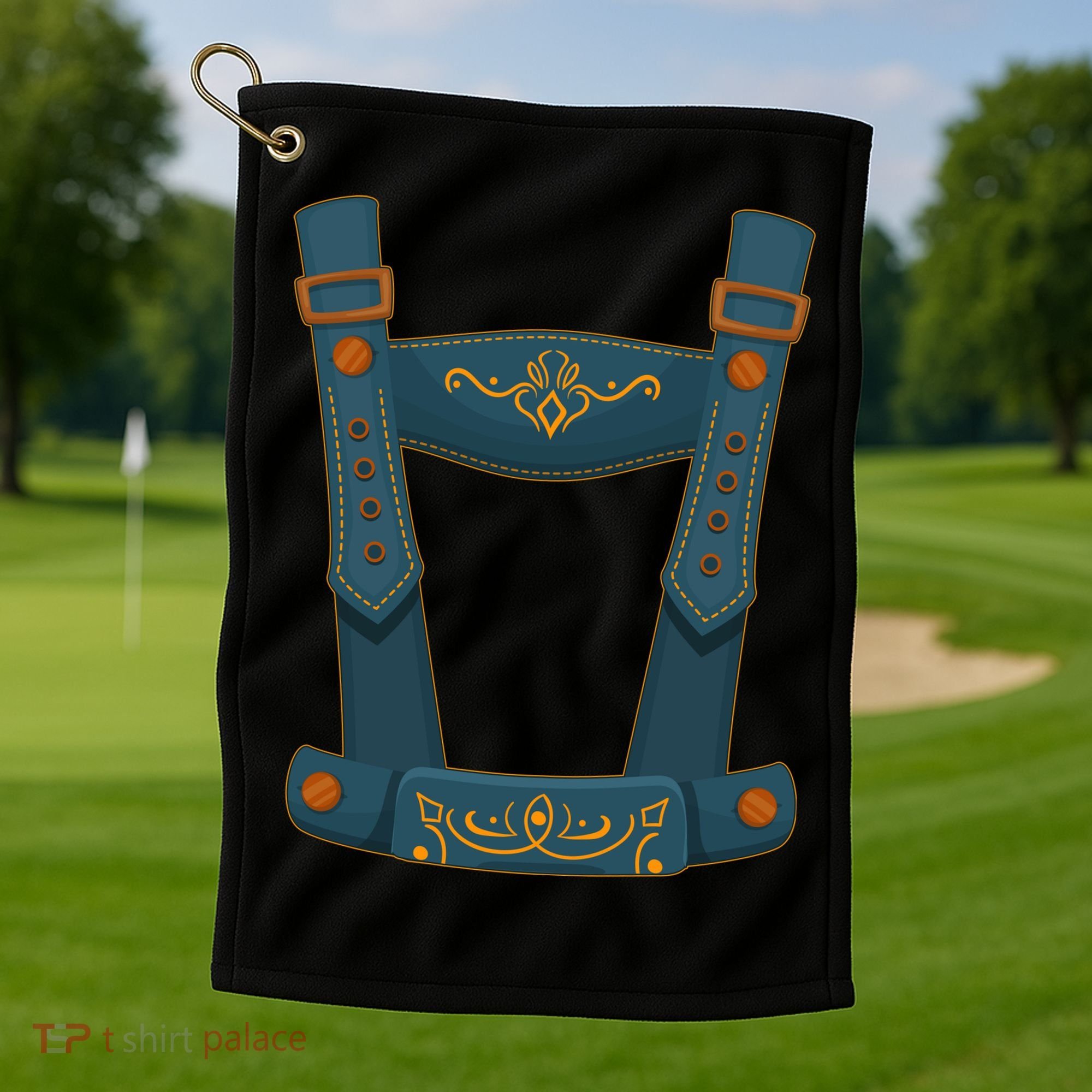 Funny Oktoberfest Lederhosen Costume Golf Towel