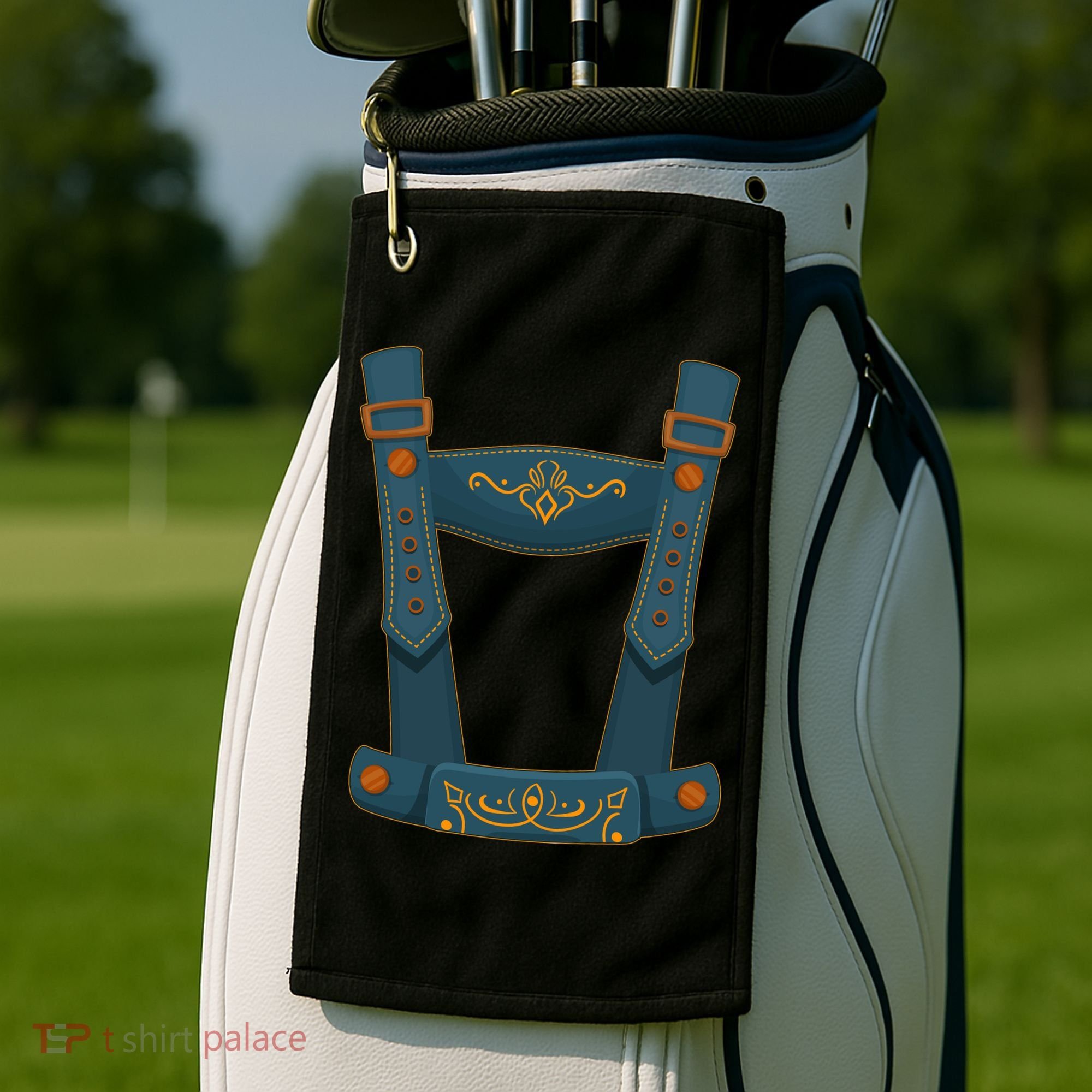 Funny Oktoberfest Lederhosen Costume Golf Towel