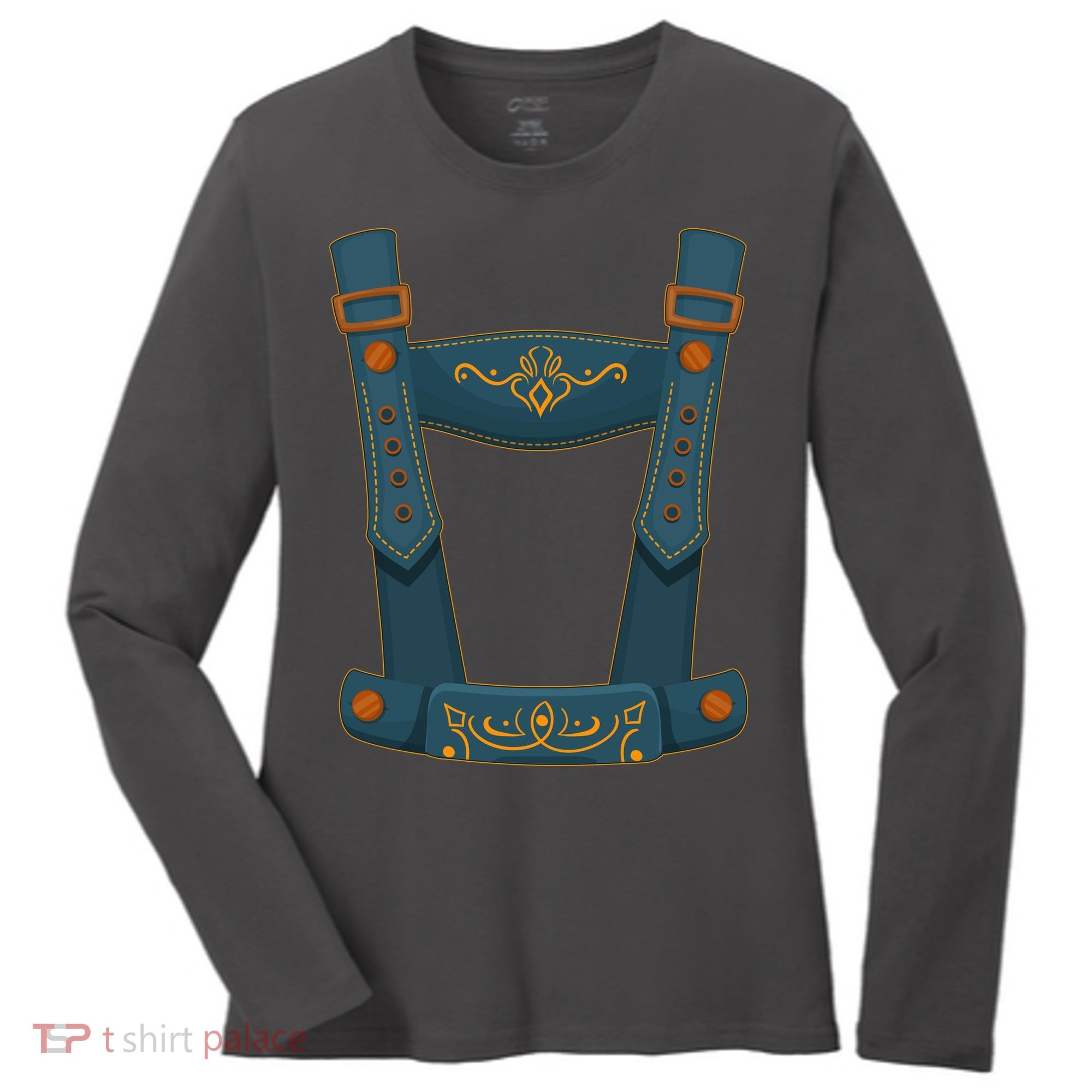 Funny Oktoberfest Lederhosen Costume Women's Long Sleeve Shirt