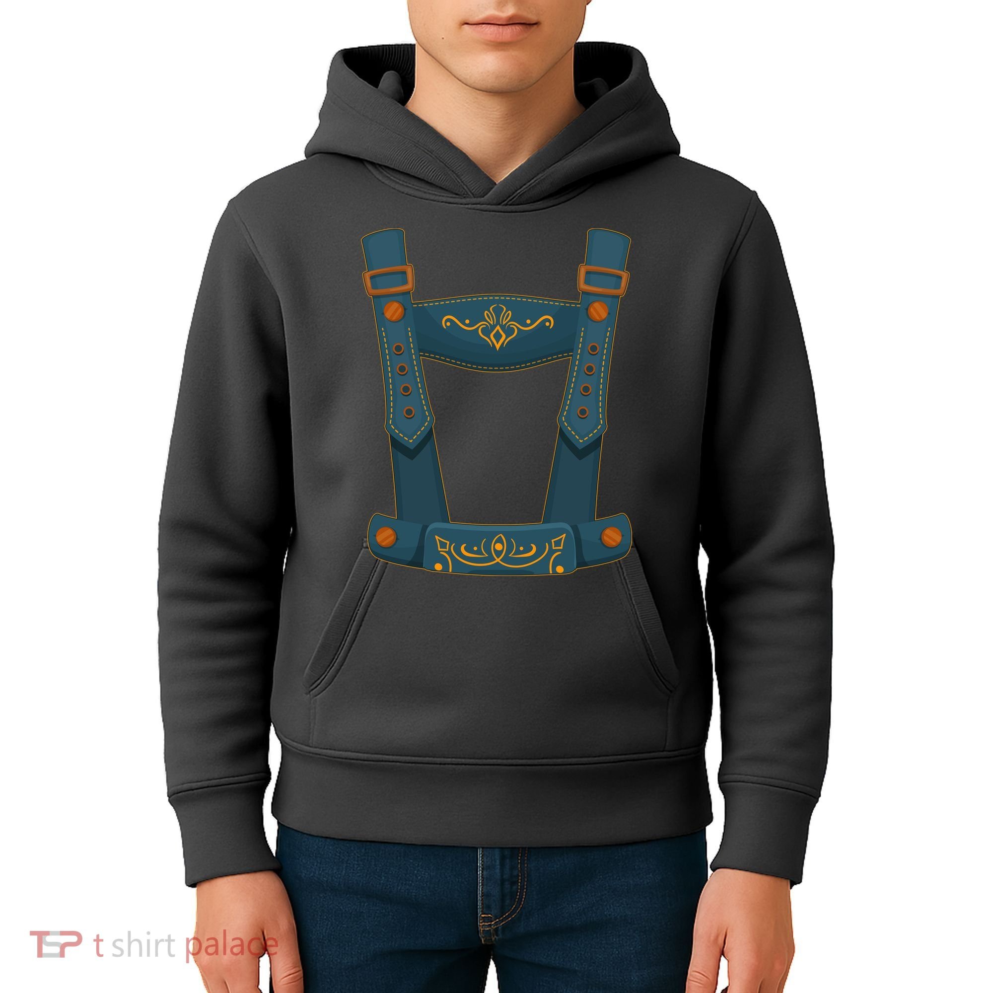 Funny Oktoberfest Lederhosen Costume Kids Hoodie