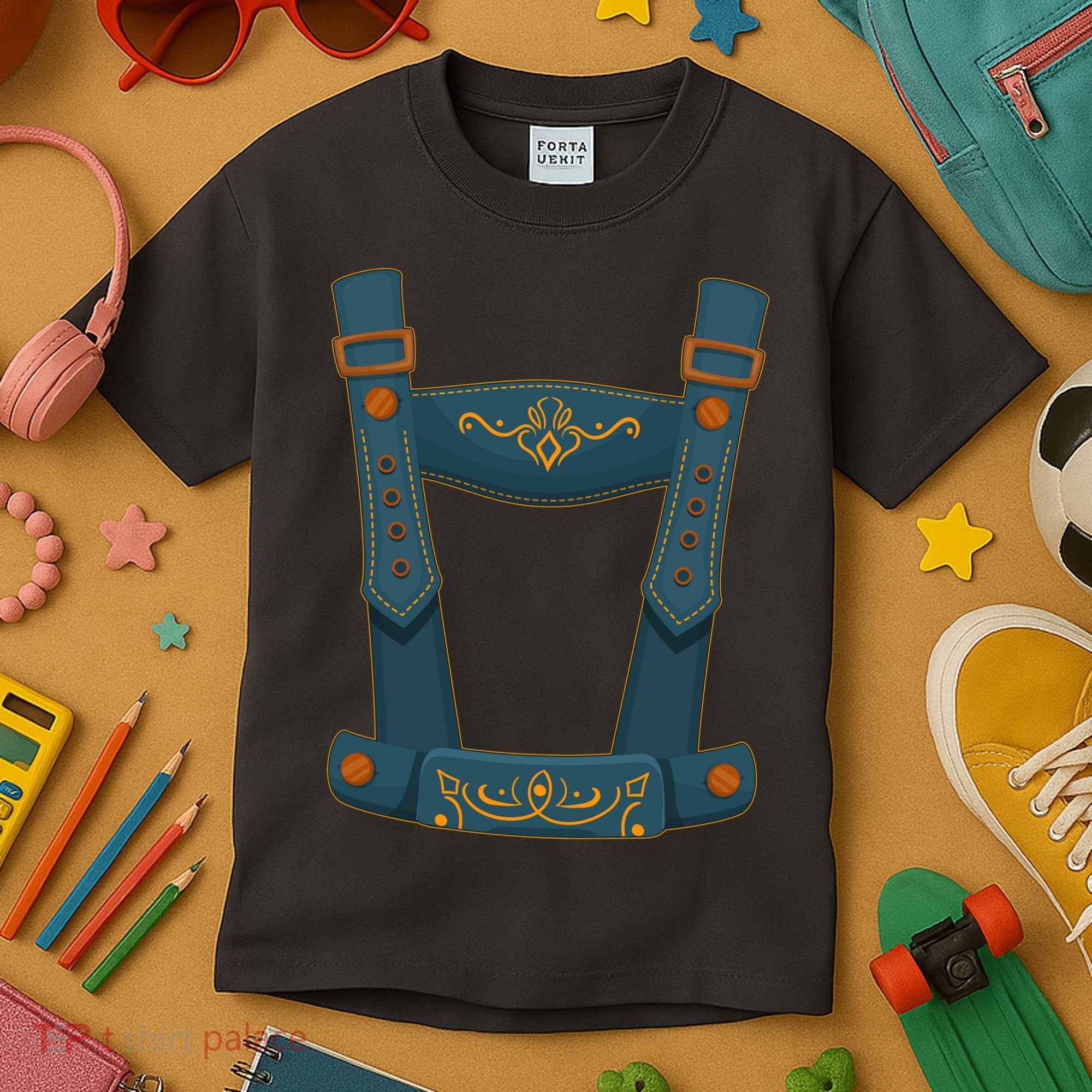 Funny Oktoberfest Lederhosen Costume Kids T-Shirt