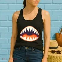 Funny Open Mouth Shark Attack Women's Tank Top thumb 2
