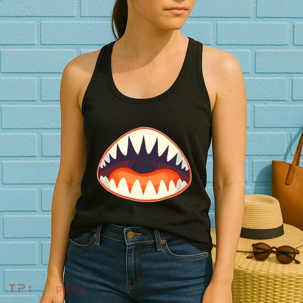 Funny Open Mouth Shark Attack Women's Tank Top