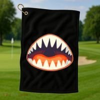 Funny Open Mouth Shark Attack Golf Towel thumb 1