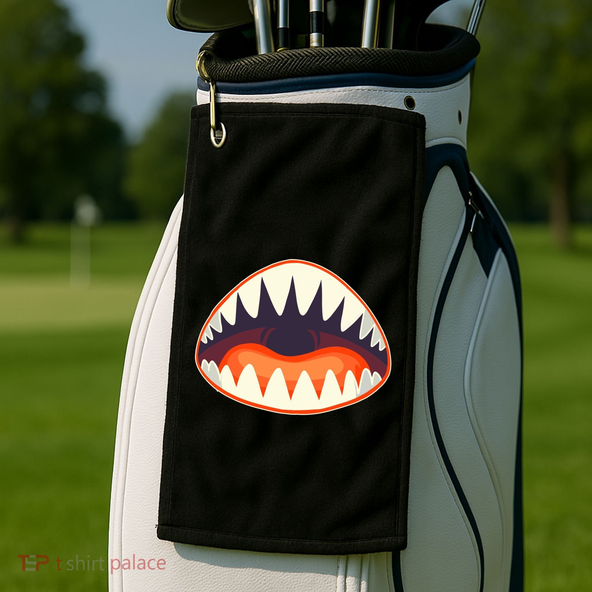 Funny Open Mouth Shark Attack Golf Towel