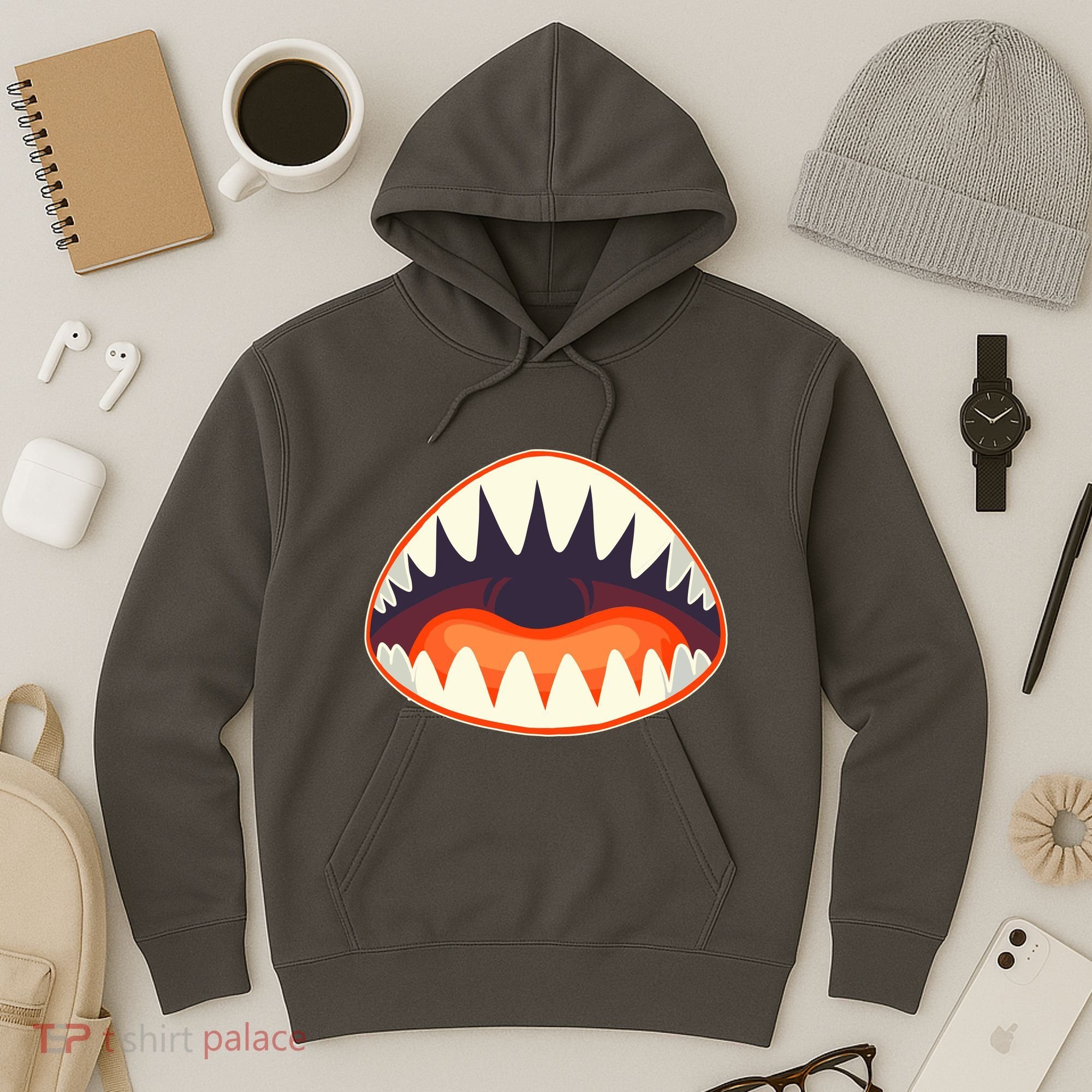 Funny Open Mouth Shark Attack Hoodie