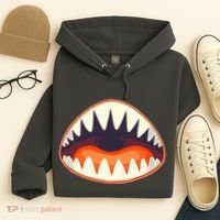 Funny Open Mouth Shark Attack Hoodie thumb 4