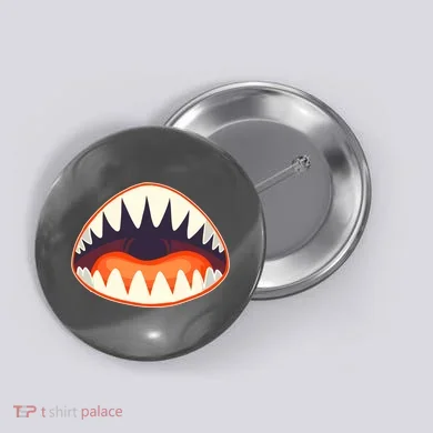 Funny Open Mouth Shark Attack Button