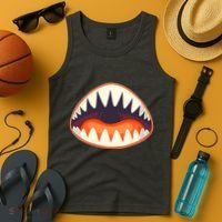Funny Open Mouth Shark Attack Tank Top thumb 4
