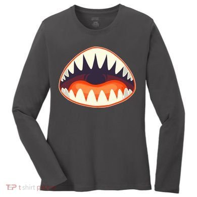 Funny Open Mouth Shark Attack Women's Long Sleeve Shirt