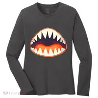 Funny Open Mouth Shark Attack Women's Long Sleeve Shirt thumb 0