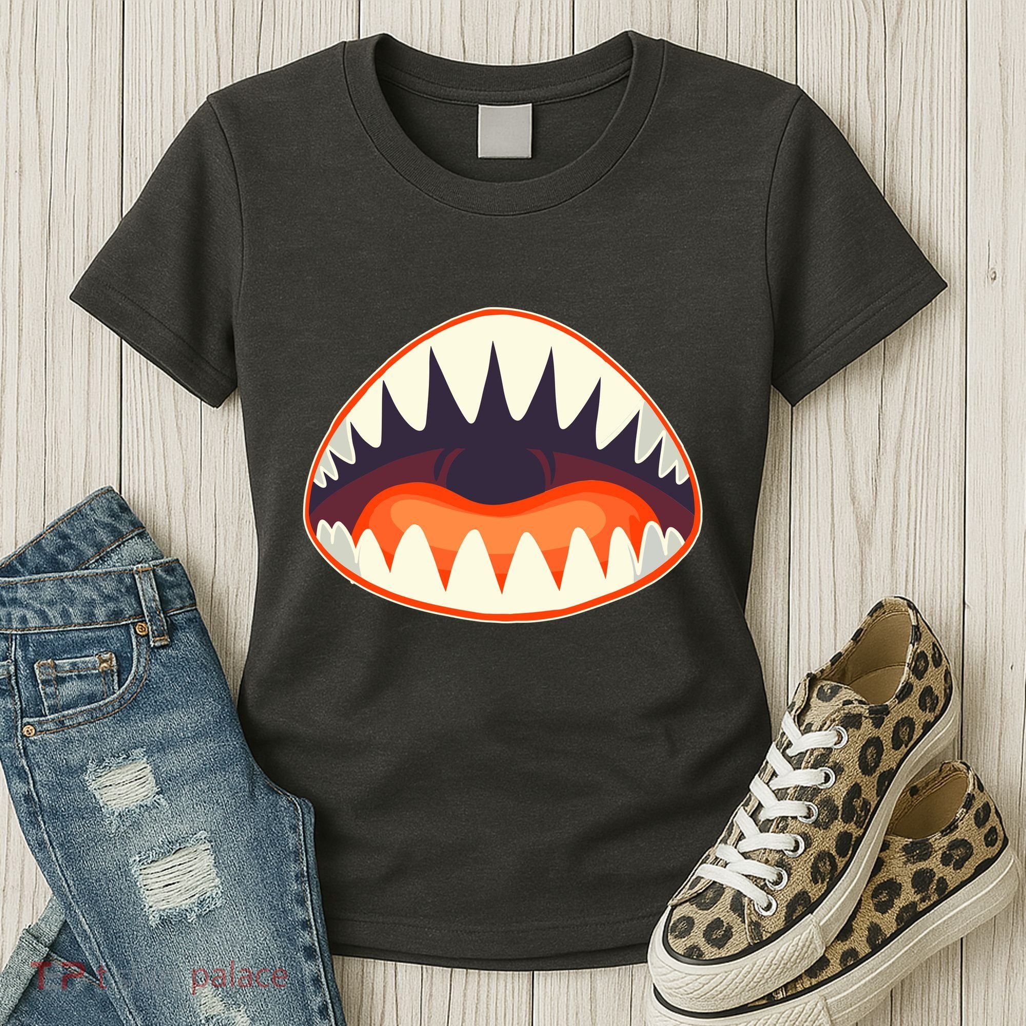 Funny Open Mouth Shark Attack Women's T-Shirt