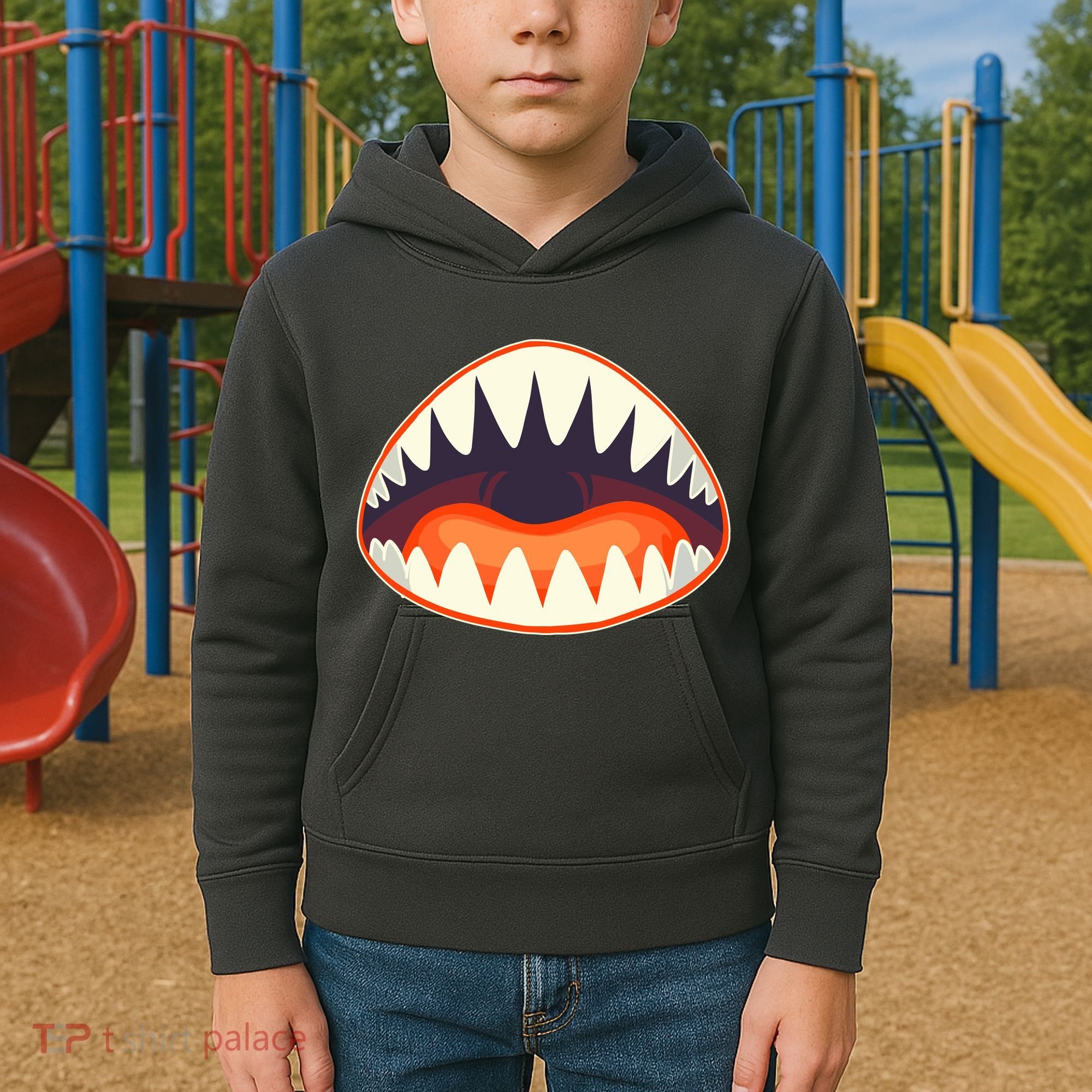 Funny Open Mouth Shark Attack Kids Hoodie