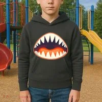 Funny Open Mouth Shark Attack Kids Hoodie thumb 2