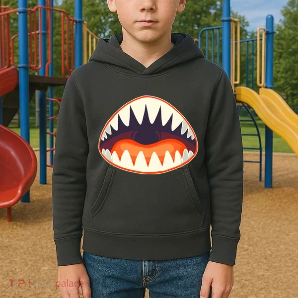 Funny Open Mouth Shark Attack Kids Hoodie