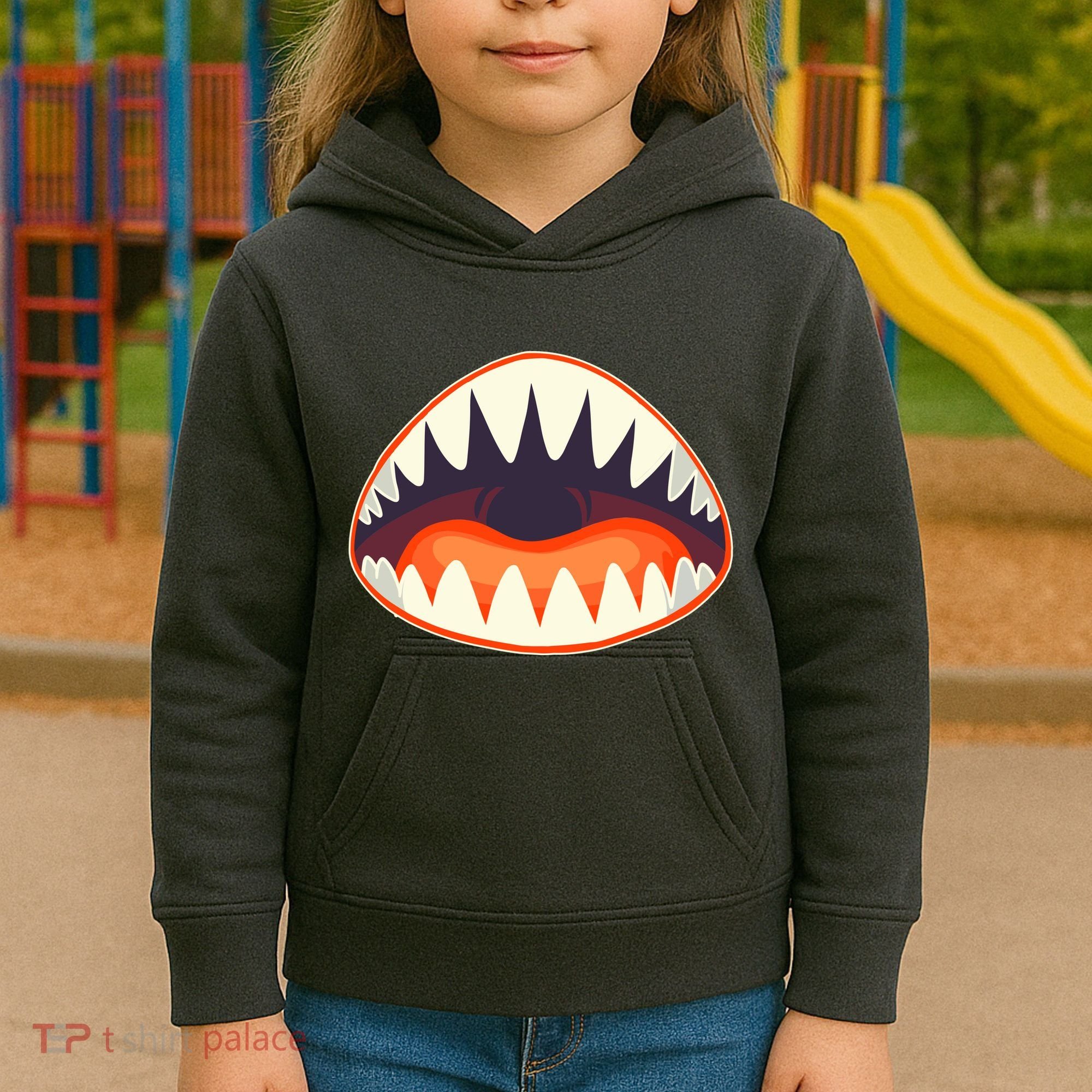 Funny Open Mouth Shark Attack Kids Hoodie