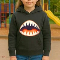 Funny Open Mouth Shark Attack Kids Hoodie thumb 3