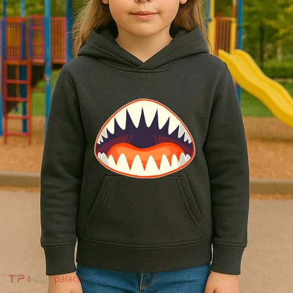 Funny Open Mouth Shark Attack Kids Hoodie