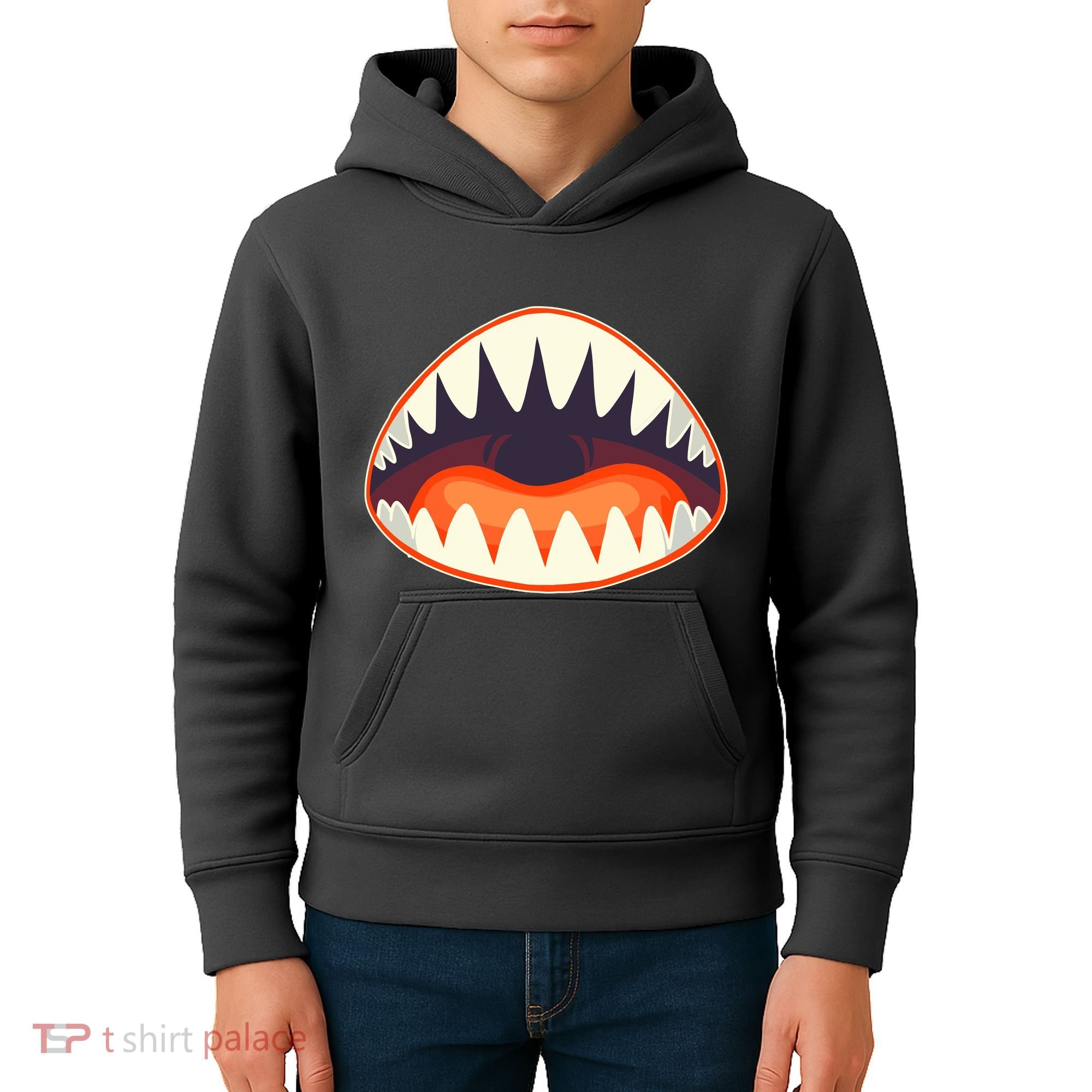 Funny Open Mouth Shark Attack Kids Hoodie
