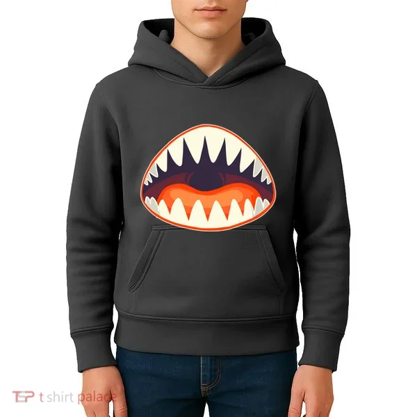 Funny Open Mouth Shark Attack Kids Hoodie