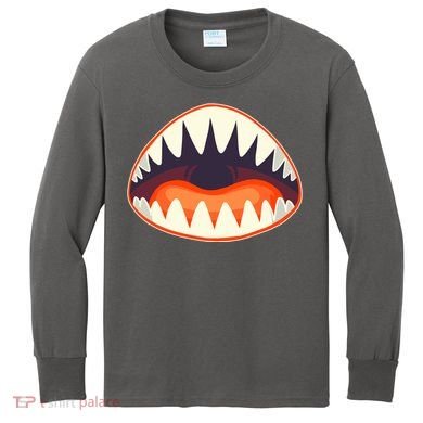 Funny Open Mouth Shark Attack Kids Long Sleeve Shirt
