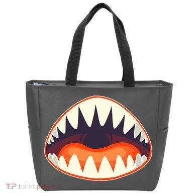 Funny Open Mouth Shark Attack Tote Bag