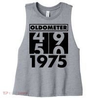 Funny Oldometer Made In 1975 50th Birthday Women's Racerback Cropped Tank thumb 0