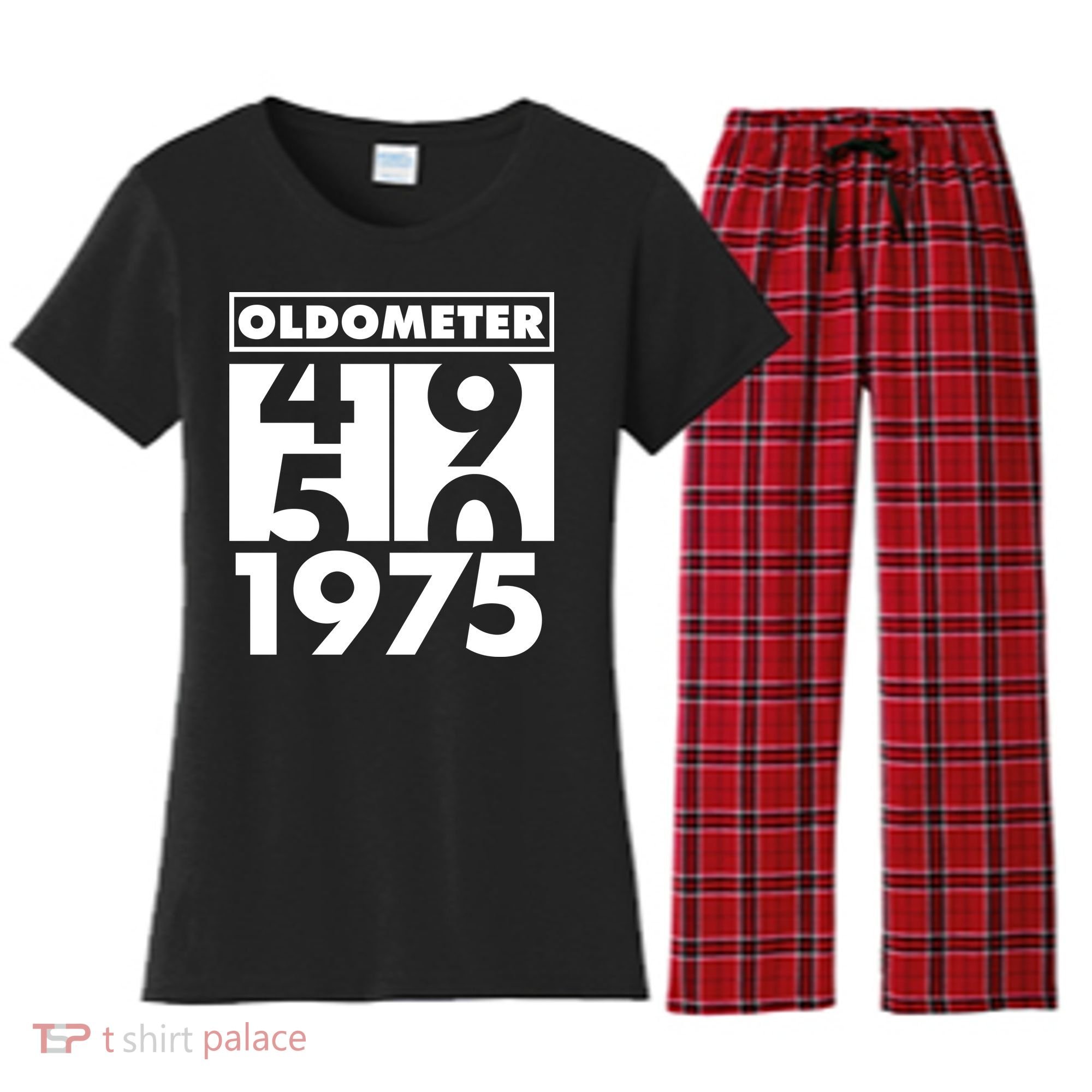 Funny Oldometer Made In 1975 50th Birthday Women's Flannel Pajama Set