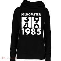 Funny Oldometer Made In 1985 40th Birthday Womens Funnel Neck Pullover Hood thumb 0