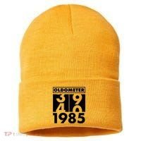 Funny Oldometer Made In 1985 40th Birthday Sustainable Knit Beanie thumb 0