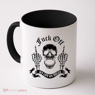 Fuck Off My Life Rules Skull Finger Coffee Mug