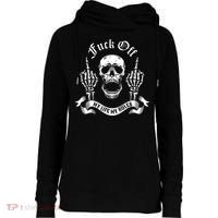 Fuck Off My Life Rules Skull Finger Womens Funnel Neck Pullover Hood thumb 0