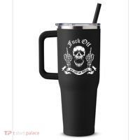 Fuck Off My Life Rules Skull Finger 40oz Vacuum Insulated Stainless Steel Travel Tumbler thumb 2